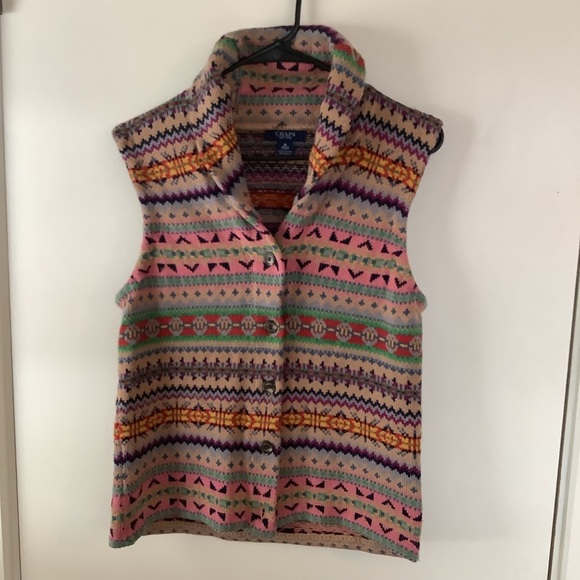 Chaps Ralph Lauren Gingham Long Sleeve Button Down + Shall Collar Sweater Vest - Picture 7 of 10